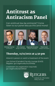 Antitrust as Antiracism Panel event flyer