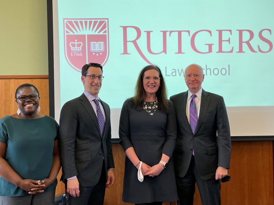 FTC Commissioner Rebecca Kelly Slaughter with members of Rutgers Law School.